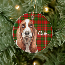 Ornamento De Cerâmica Cachorro de Caça-Basset Personalizado