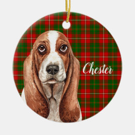 Ornamento De Cerâmica Cachorro de Caça-Basset Personalizado