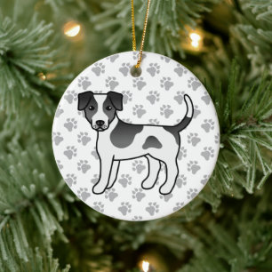 Ornamento De Cerâmica Cachorro De Cachorro Negro E Branco, Dinamarquês-