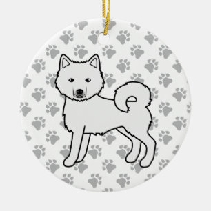Ornamento De Cerâmica Cachorro de Cartoon Branco Malamute
