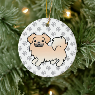 Ornamento De Cerâmica Cachorro de Cartoon Cream Tibetan Spaniel