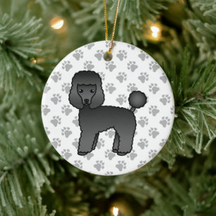 Ornamento De Cerâmica Cachorro de Cartoon Negro