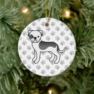 Ornamento De Cerâmica Cachorro de Cartoon Negro Piebaldo Americano