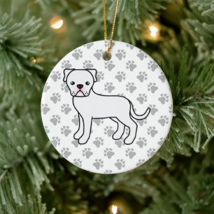Ornamento De Cerâmica Cachorro de Cartoon White American Buldot
