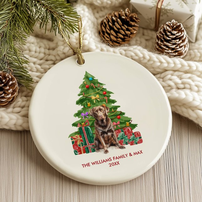 Ornamento De Cerâmica Cachorro de Chocolate Cão Personalizado Natal (Criador carregado)