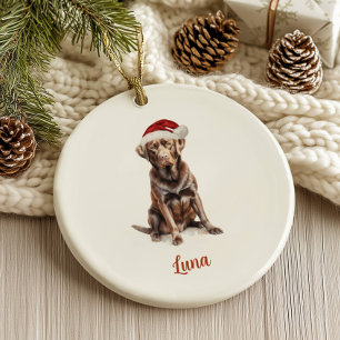 Ornamento De Cerâmica Cachorro de Chocolate Cão Personalizado Natal
