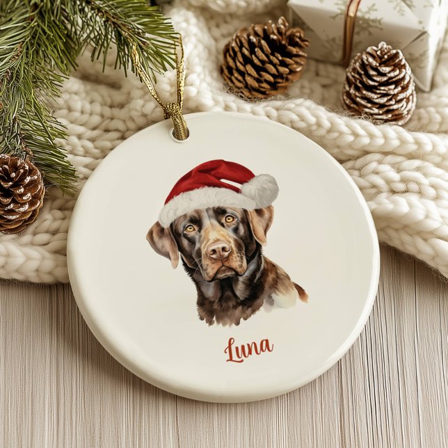 Ornamento De Cerâmica Cachorro de Chocolate Cão Personalizado Natal (Criador carregado)