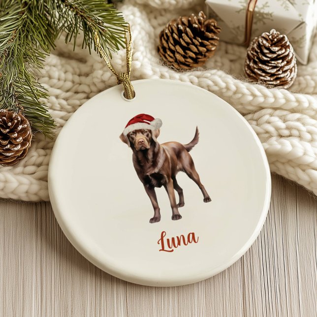 Ornamento De Cerâmica Cachorro de Chocolate Cão Personalizado Natal (Criador carregado)