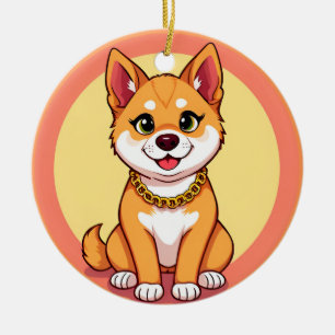 Ornamento De Cerâmica Cachorro de Desenho Adorável