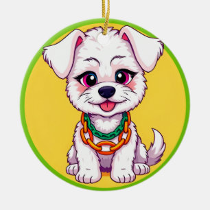 Ornamento De Cerâmica Cachorro de Desenho Animado Adorável