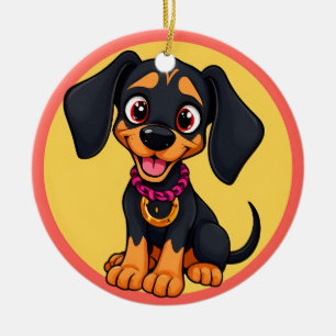 Ornamento De Cerâmica Cachorro de Desenho Animado Adorável