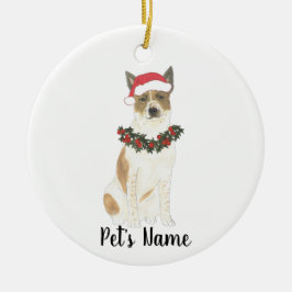 Ornamento De Cerâmica Cachorro de Gado Vermelho e Branco Heeler Natal