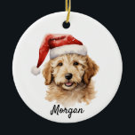 Ornamento De Cerâmica Cachorro de Goldendoodle<br><div class="desc">🐶 Adicione um pouco de alegria peluda à sua árvore com nosso Ornamento Cachorro Goldendoodle! Este design adorável captura a personalidade amorosa de seu Goldendoodle favorito, fazer-o a perfeita manutenção de férias para amantes de cachorros. Quer seja para a sua árvore ou um presente pensativo para um colega fã de...</div>