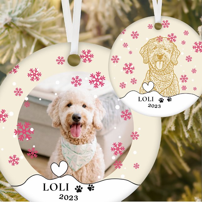 Ornamento De Cerâmica Cachorro de Goldendoodle Desenho de Mão Personaliz (Criador carregado)