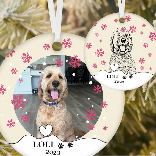 Ornamento De Cerâmica Cachorro de Goldendoodle Desenho de Mão Personaliz (Criador carregado)