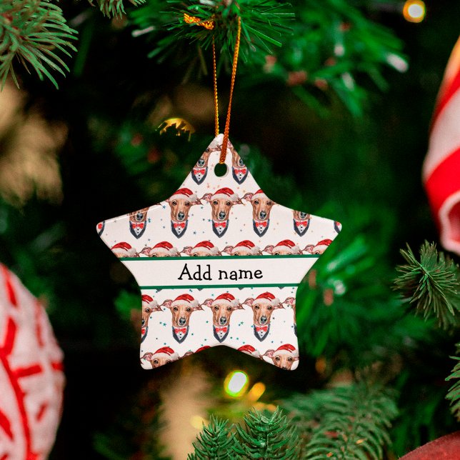 Ornamento De Cerâmica Cachorro de Greyhound Italiano Criou Natal (Criador carregado)