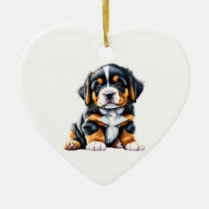 Ornamento De Cerâmica Cachorro de Montanha Bernese Personalizado