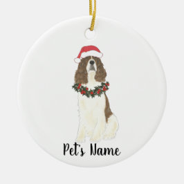 Ornamento De Cerâmica Cachorro de Natal da raça Springer Spaniel Inglês