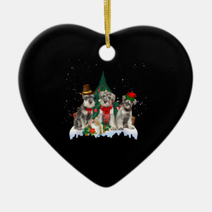Ornamento De Cerâmica Cachorro de Natal de Schnauzer em Miniatura