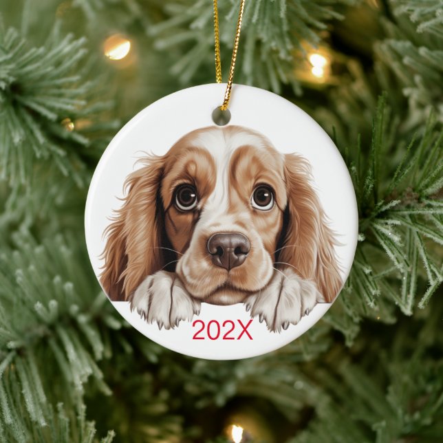 Ornamento De Cerâmica Cachorro de Natal Personalizado (Árvore)