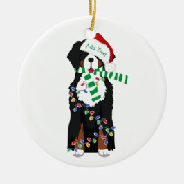 Ornamento De Cerâmica Cachorro de Natal Personalizado da Montanha Bernes
