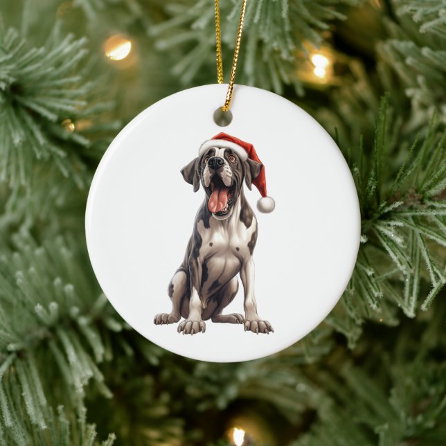 Ornamento De Cerâmica Cachorro de Natal Personalizado de Grande Dane Div (Árvore)