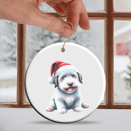 Ornamento De Cerâmica Cachorro de Natal Personalizado do Velho Cão de Pa
