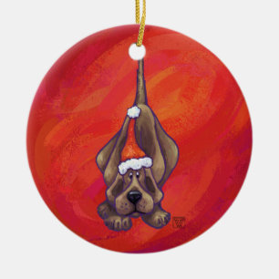 Ornamento De Cerâmica Cachorro De Natal Vermelho