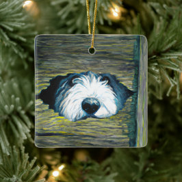 Ornamento De Cerâmica Cachorro de Ovelhas Cachorras Inglesas Personaliza