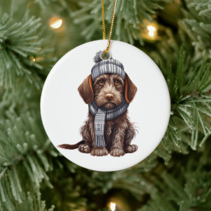 Ornamento De Cerâmica Cachorro de Ponteiro Wirehaired Alemão Personaliza