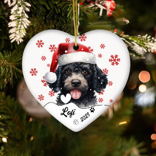 Ornamento De Cerâmica Cachorro de Poodle Fresco Personalizado