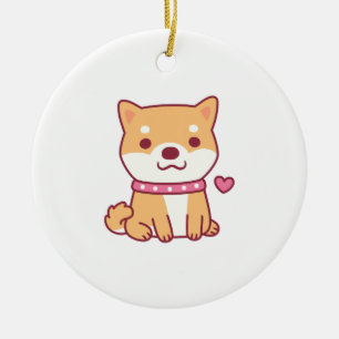 Ornamento De Cerâmica Cachorro de Shiba Inu