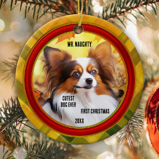 Ornamento De Cerâmica Cachorro de Xadrez Personalizado