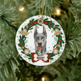 Ornamento De Cerâmica Cachorro Doberman Cachorro de Natal Cachorro Cooki