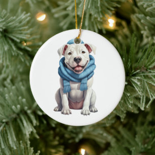 Ornamento De Cerâmica Cachorro dogo Argentino Personalizado