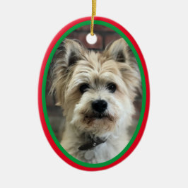Ornamento De Cerâmica Cachorro Em Memória Das Férias De Natal Vermelho V