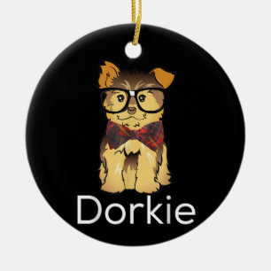 Ornamento De Cerâmica Cachorro Engraçado Dorkie Dorky Yorkie