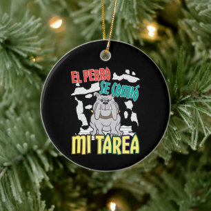Ornamento De Cerâmica Cachorro Espanhol Comeu Minha Lição de Casa - Perr