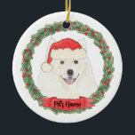 Ornamento De Cerâmica Cachorro esquimó americano personalizado Samoyed<br><div class="desc">Faça a lista legal este ano com um ornamento personalizado do seu doce cachorro esquimó americano Samoyed! Para os presentes mais doces,  emparelhe-o com um impressão de arte correspondente ou outro item da minha coleção!</div>