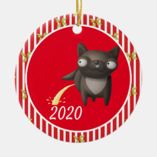 Ornamento De Cerâmica Cachorro Fazendo Xixi de Natal Covid Engraçado 202