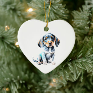 Ornamento De Cerâmica Cachorro Filhote de Caça Coonhound Personalizado e