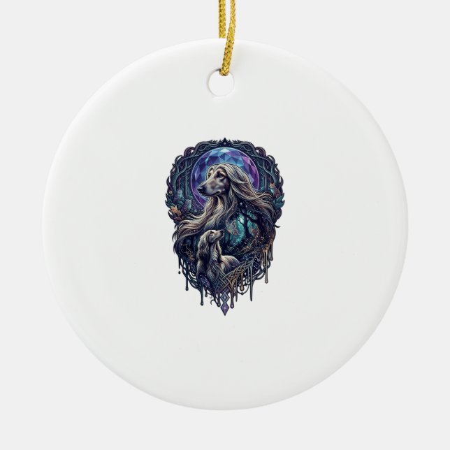 Ornamento De Cerâmica Cachorro Floresta Encantada Lua Cristal_1 (Frente)
