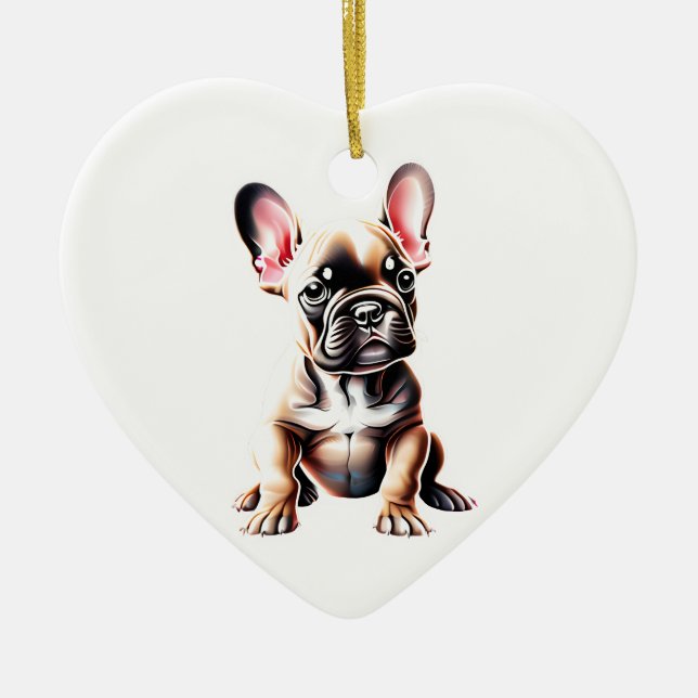 Ornamento De Cerâmica Cachorro Francês Personalizado (Frente)