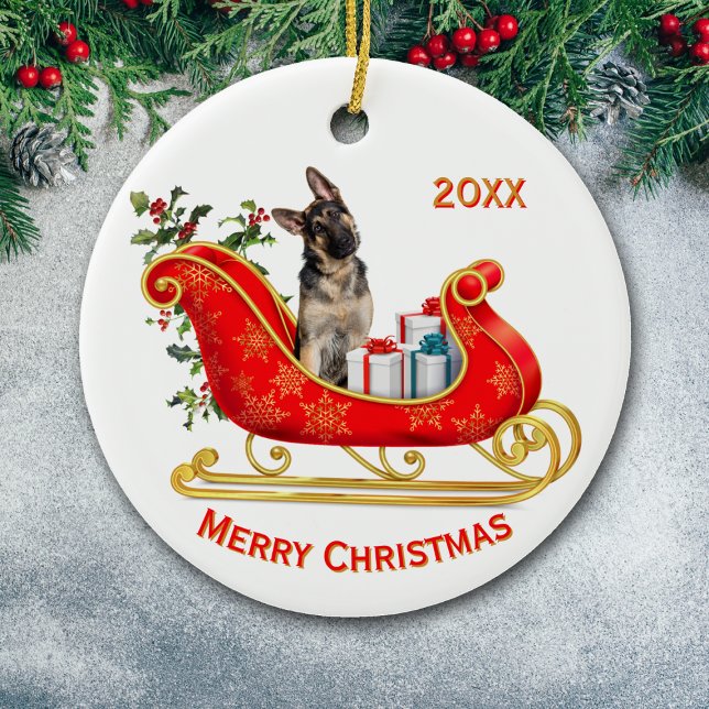 Ornamento De Cerâmica Cachorro German shepherd de Natal (Criador carregado)