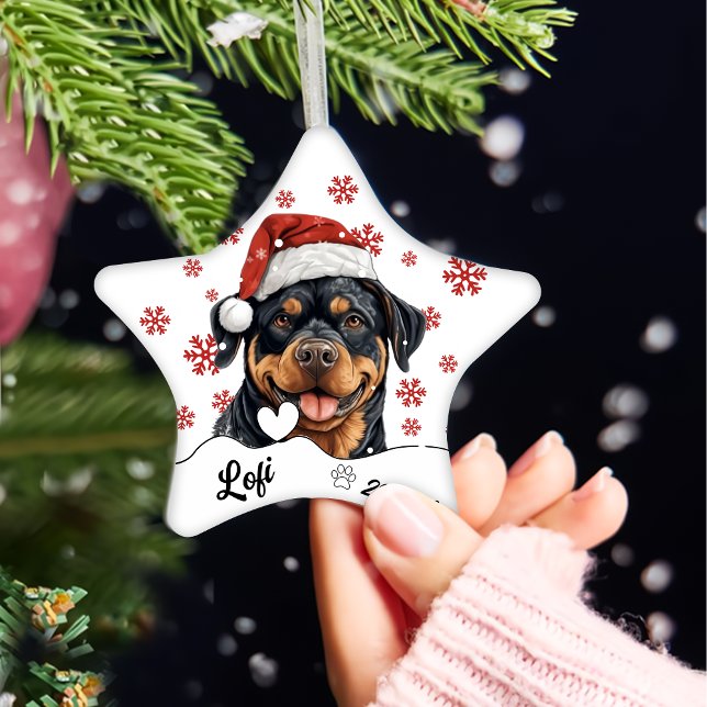 Ornamento De Cerâmica Cachorro giratório de Natal Personalizado (Criador carregado)