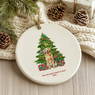 Ornamento De Cerâmica Cachorro Golden Retriever Natal Personalizado