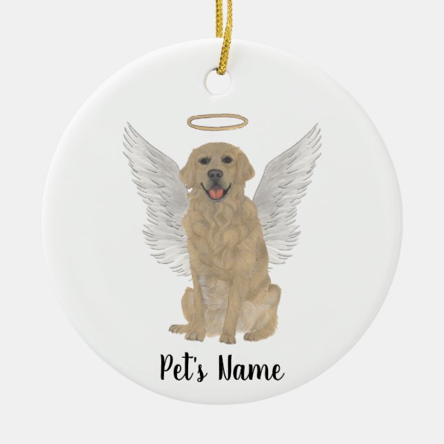 Ornamento De Cerâmica Cachorro Golden Retriever Personalizado Memória de (Frente)