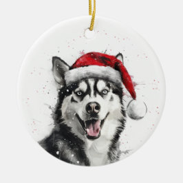 Ornamento De Cerâmica Cachorro Husky Siberiano Natal Personalizado
