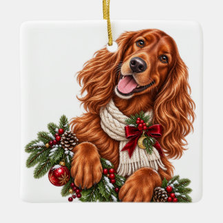 ORNAMENTO DE CERÂMICA CACHORRO IRLANDÊS DO NASCIMENTO LINDO FOFINHO