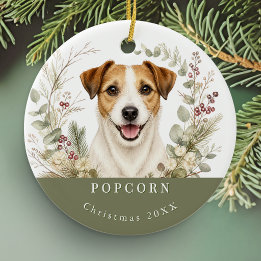 Ornamento De Cerâmica Cachorro Jack Russell Terier Natal Aquarela